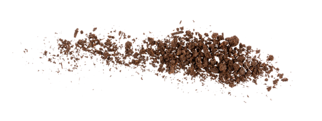 a pile of soil, brown dirt ground powder, graphic element isolated on a transparent background