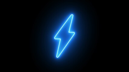 Glowing neon Charging icon, power icon and battery charging electronic technology icon. Neon battery charging sign with power illumination.