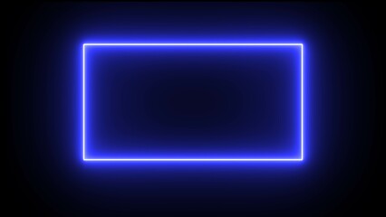 Neon light frame sign. Neon rectangle frame illustration. neon rectangle frame loop illustration.
