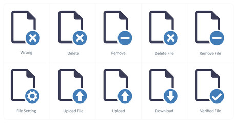 A set of 10 file icons as wrong, delete, remove
