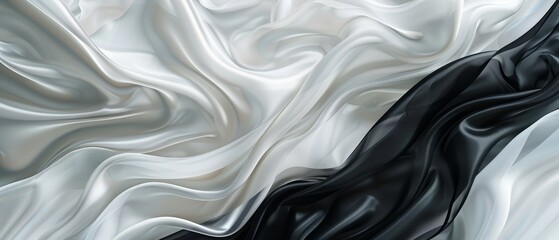 Obraz premium Elegant Silk Fabric in Black and White Flowing Patterns