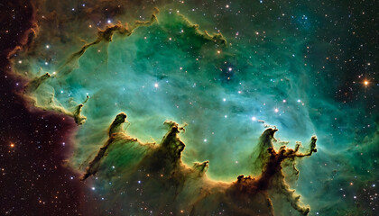 Obraz premium The nebula lurking out in the depths of space. 