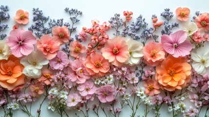 Floral Arrangement of Delicate Pink, Peach and White Flowers