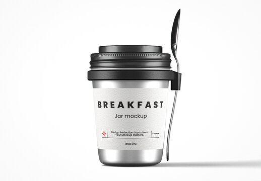 Round Aluminum Breakfast Jar Mockup
