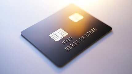 A sleek black credit card with a modern design, reflecting light and showcasing its sophisticated details.