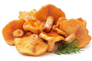 Chanterelle mushrooms on a white background. Generative AI