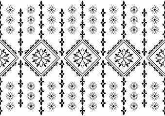 beautiful ethnic images, black and white patterns, seamless floral patterns.