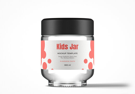 Transparent Glass Kids Jar Mockup