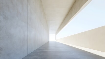 Obraz premium Bright Minimalist Interior Corridor with Clean Walls and Open Skies