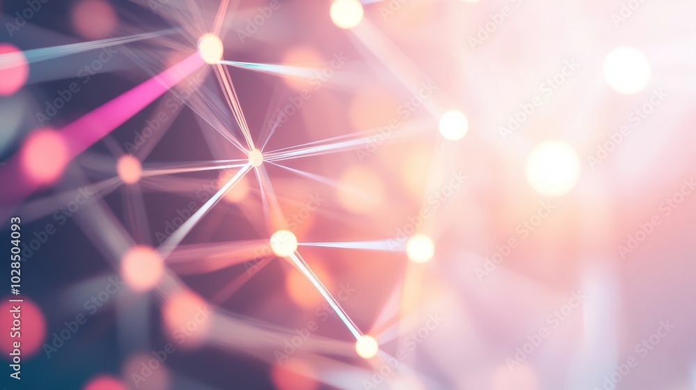 Poster abstract digital background with interconnected lines and glowing dots, ideal for technology and inn