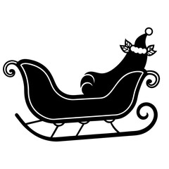 Santa's sleigh spacious and empty, cartoon style, white background
