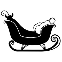 Santa's sleigh spacious and empty, cartoon style, white background