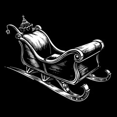 Santa's sleigh spacious and empty, cartoon style, white background