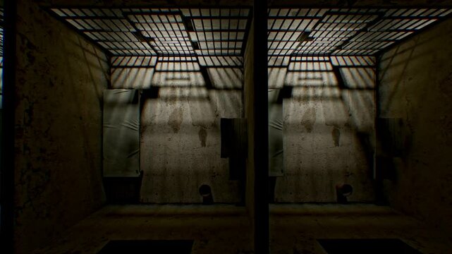 Simple prison cell interior, reflecting the confinement of an inmate serving a lengthy sentence. A stark, no-frills environment following a criminal conviction.