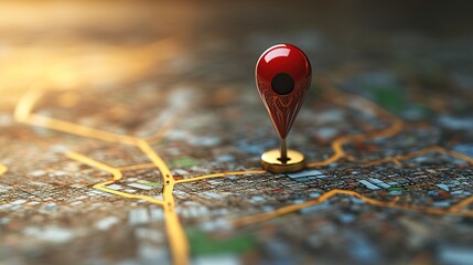 digital GPS location on the map and pin route path concept 