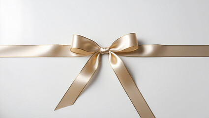 A luxurious metallic gold ribbon tied in an elegant bow glowing under soft light, Ai Generated
