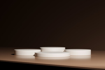 Luxury podium presentation on 3d product display background with abstract brown elegant pedestal showcase. 3d rendering.