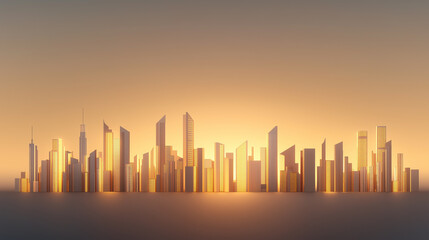Obraz premium A city skyline with a sunset in the background