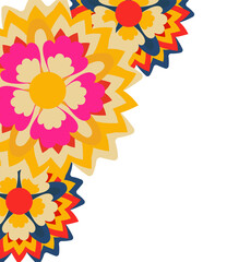 Colorful Deepavali festival rangoli flower corner decoration, border design, no background