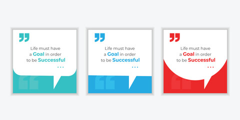 Speech Bubble Quote Template Set. Blank Speech Bubble Frame with Quotation Marks and Copy Space for Quotes.