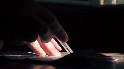 Drawing a line on paper with pen