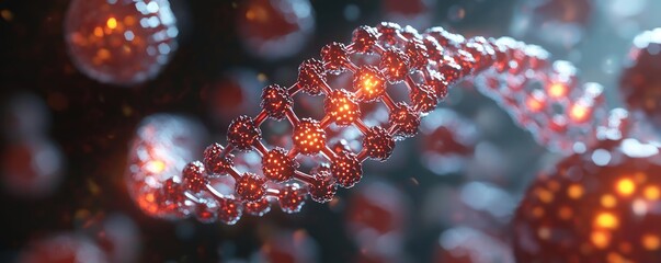 A stunning close-up of vibrant molecular structures, showcasing intricate patterns and glowing details in a sci-fi inspired environment.