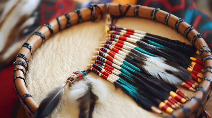 Native American Indian handmade drum, Handcrafted Dreamcatchers with feathers