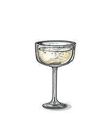 champagne glass isolated on white background