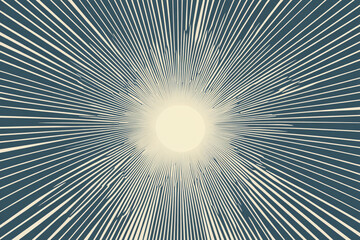 Abstract sunburst with light beams radiating from a bright center, set against a teal background, creating a dynamic and radiant effect
