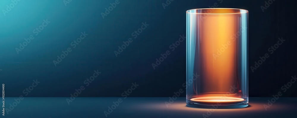 Poster glowing 3d model of a product with digital annotations highlighting standout features and functional