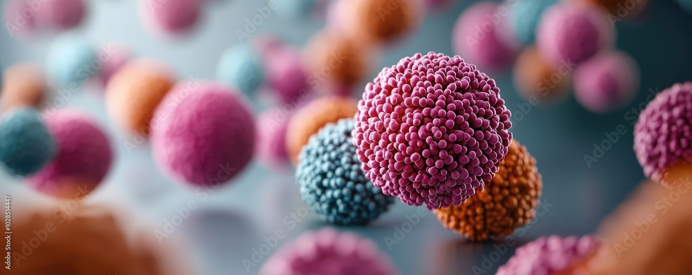 Aufkleber colorful abstract representation of microorganisms, showcasing various shapes and textures in a vibr