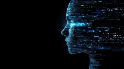 robot face with coding code overlay, technology background --chaos 10 --ar 16:9 --style raw --v 6.1 Job ID: 65eca317-4a57-4281-8a2b-3f232c959f01