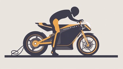 Obraz premium A stylized illustration of a rider on a modern motorcycle, showcasing sleek design and dynamic posture.
