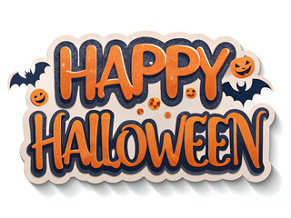 Happy halloween typography on white background
