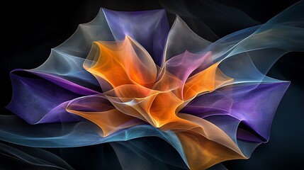 Obraz premium Abstract Orange Purple and Blue Flowing Lines on Black Background