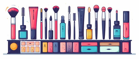 Obraz premium Stylish Cosmetic Tools and Products Arrangement