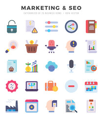 Set of Marketing & Seo icons. Vector Illustration.
