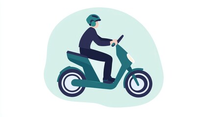 Fototapeta premium A stylish illustration of a person riding a scooter, showcasing urban transportation and modern mobility solutions.