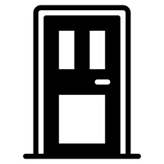 Simple Black Door Design with Window Panels