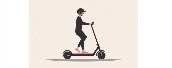A person riding an electric scooter, showcasing modern urban transportation trends.