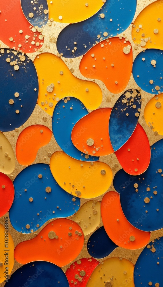Aufkleber abstract geometric shapes in warm and cool tones with textured effect representing contrast and bala