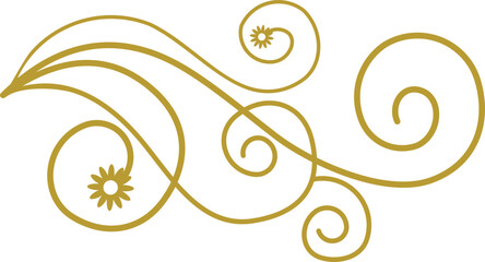 Golden Swirl Floral Line Art Ornament