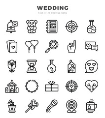 Vector Wedding types icon set in Lineal style. vector illustration.