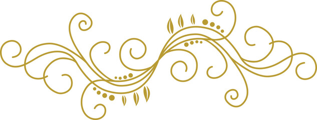 Golden Swirl Floral Line Art Ornament