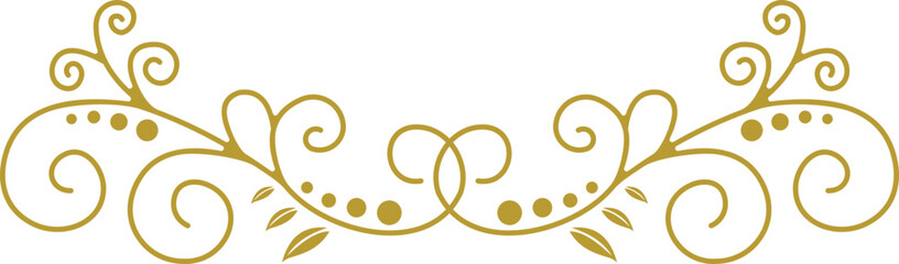 Golden Swirl Floral Line Art Ornament