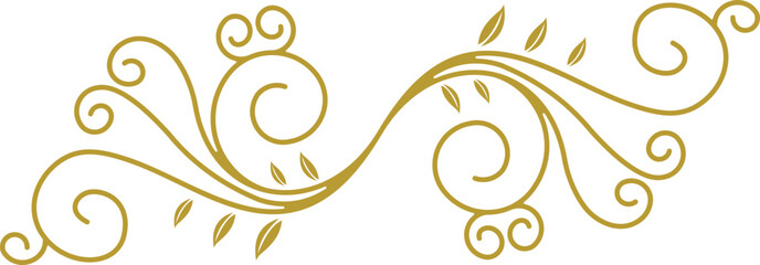 Golden Swirl Floral Line Art Ornament