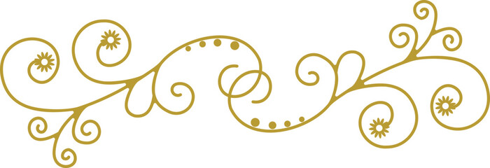 Golden Swirl Floral Line Art Ornament