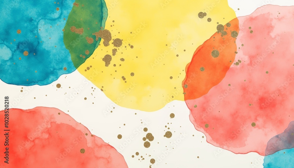 Poster abstract watercolor background with yellow and blue splashes representing dynamic energy and contras