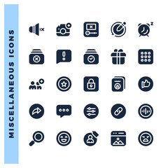 25 Facebook Glyph icons pack. vector illustration.