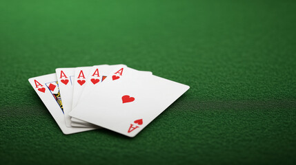 A deck of playing cards with the top card showing the Ace of Hearts